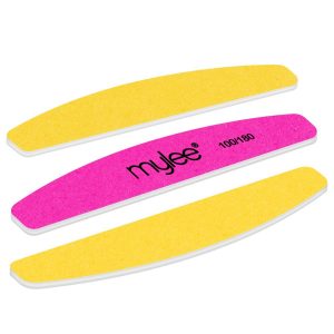 Mylee 3 Pack Double Sided Half Moon Nail File 100/180 Grit