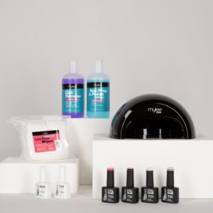 Mylee Black Convex Curing Lamp Kit w/ Gel Nail Polish Essentials - Long Lasting At Home Manicure/Pedicure