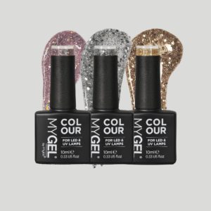 Mylee The Glitters LED/UV Gel Nail Polish Trio - 3x10ml – Long Lasting At Home Manicure/Pedicure, High Gloss And Chip Free Wear Nail Varnish